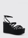 nyra wedge sandal in woven leather and suede