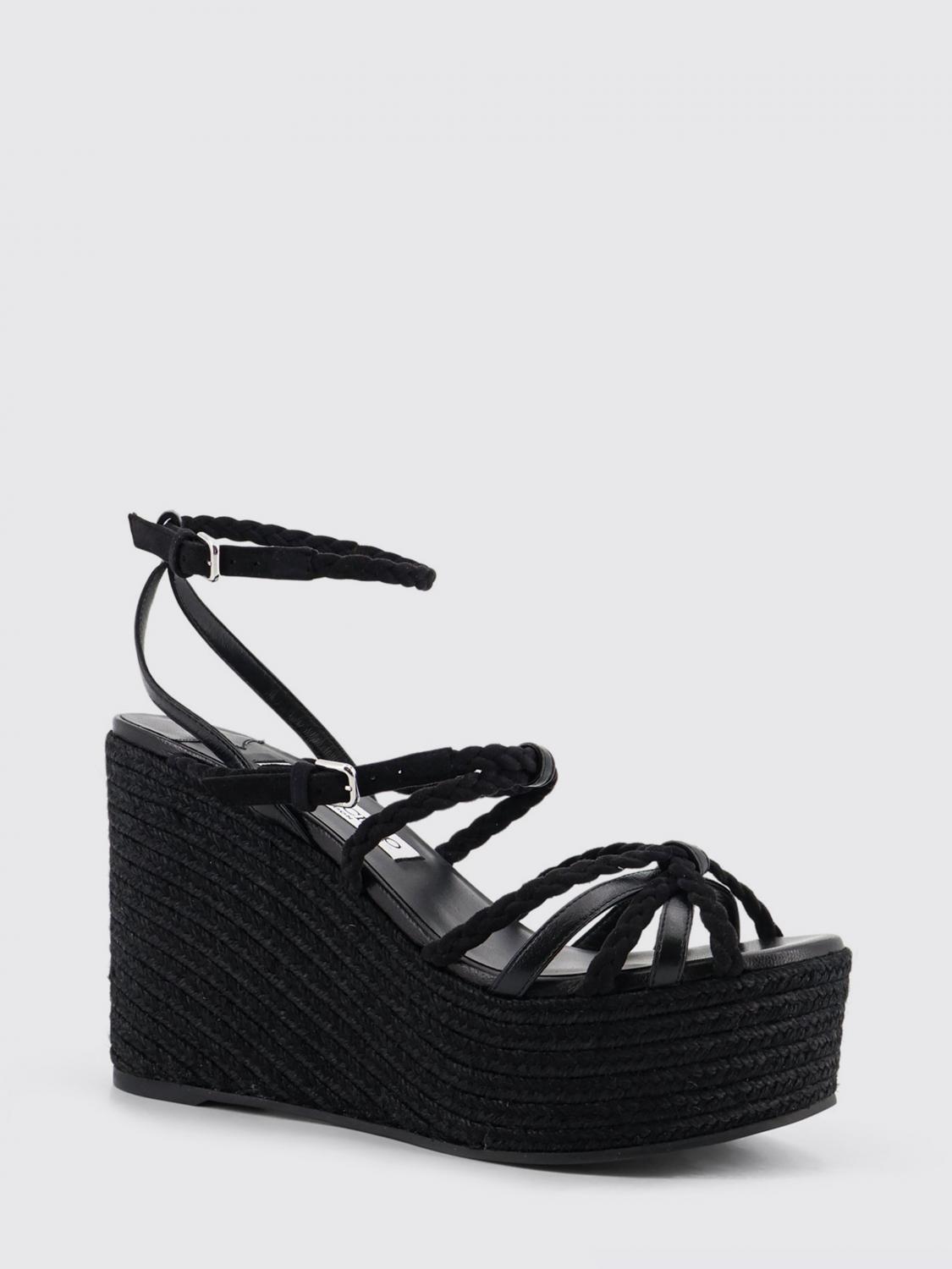nyra wedge sandal in woven leather and suede