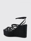 nyra wedge sandal in woven leather and suede