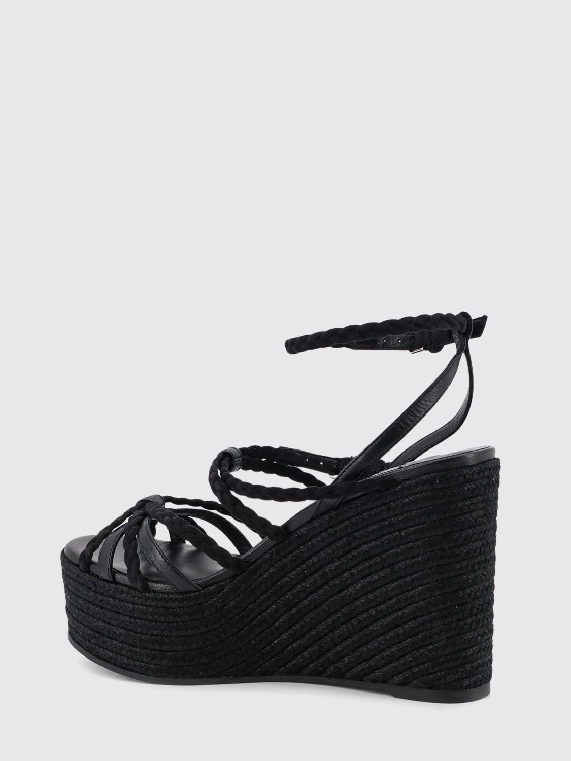 nyra wedge sandal in woven leather and suede