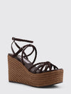 nyra wedge sandal in woven leather and suede