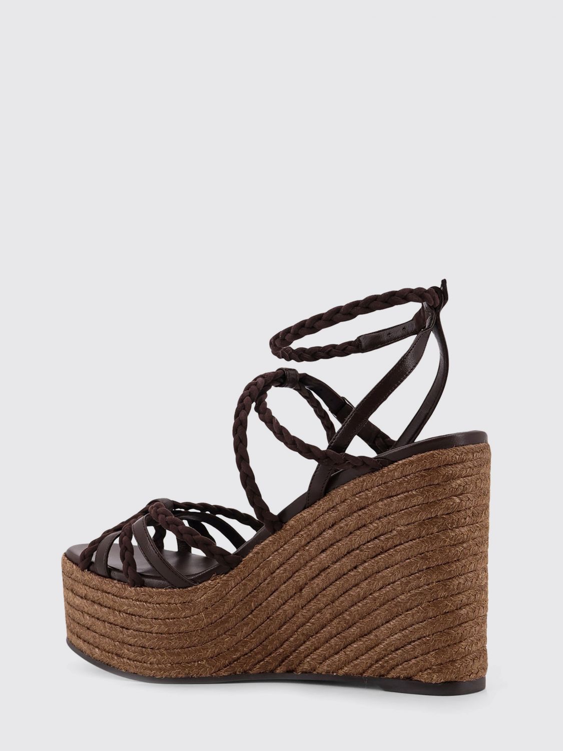 nyra wedge sandal in woven leather and suede