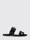 sandal in suede with metallic eyelets