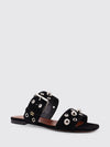 sandal in suede with metallic eyelets