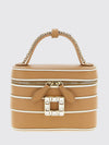 leather vanity bag with jewel buckle