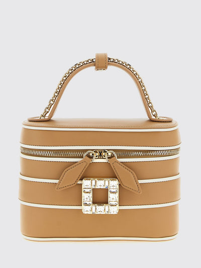 leather vanity bag with jewel buckle