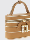 leather vanity bag with jewel buckle