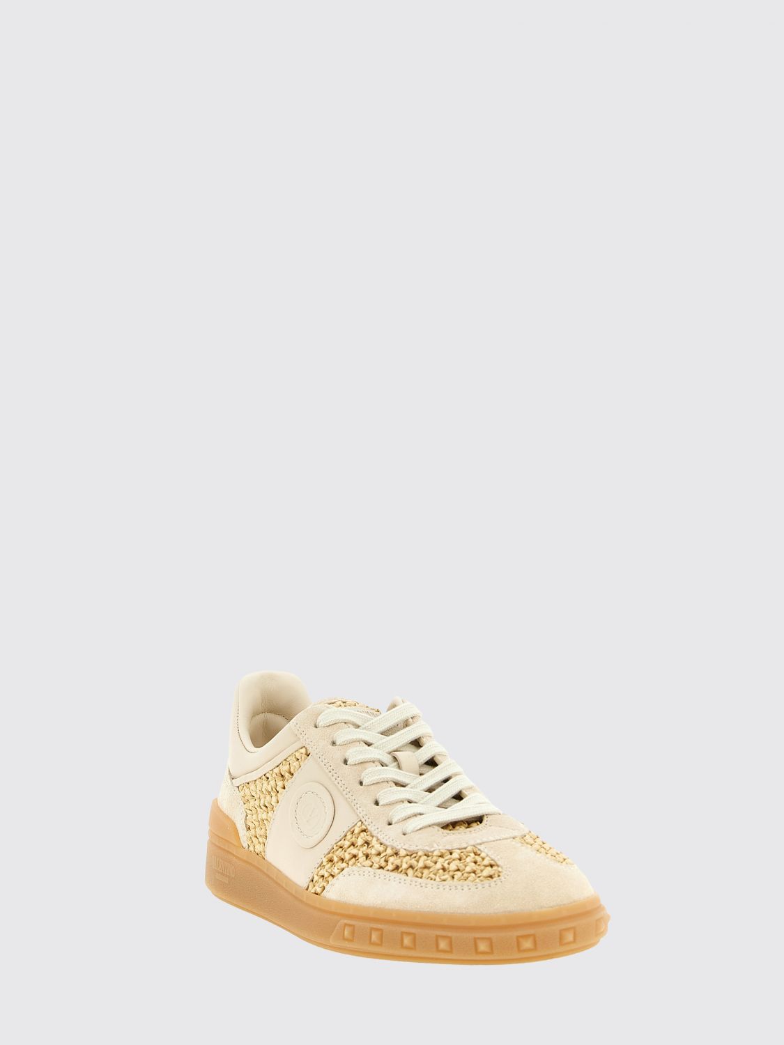 upvillage crochet raffia and leather sneakers
