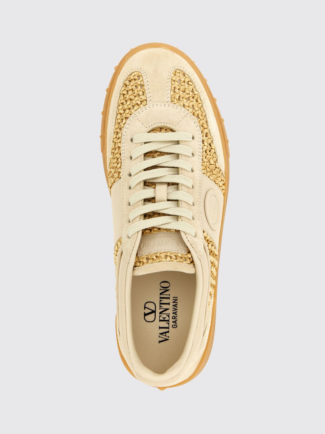 upvillage crochet raffia and leather sneakers