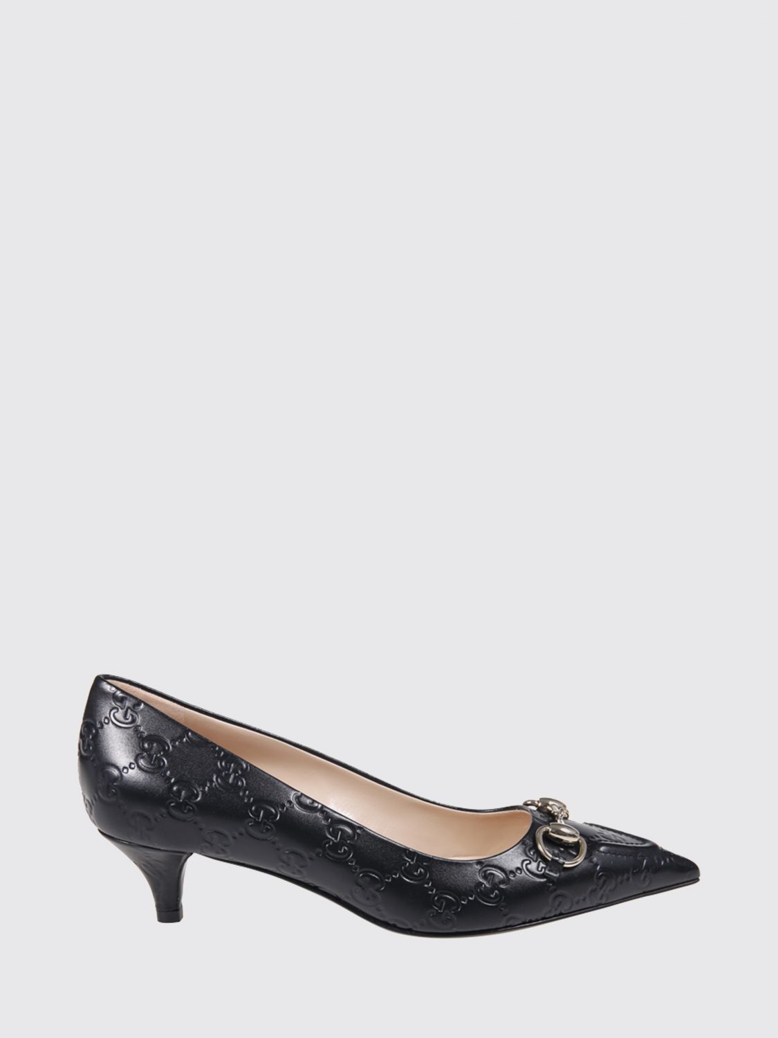 leather pumps with embossed gg monogram