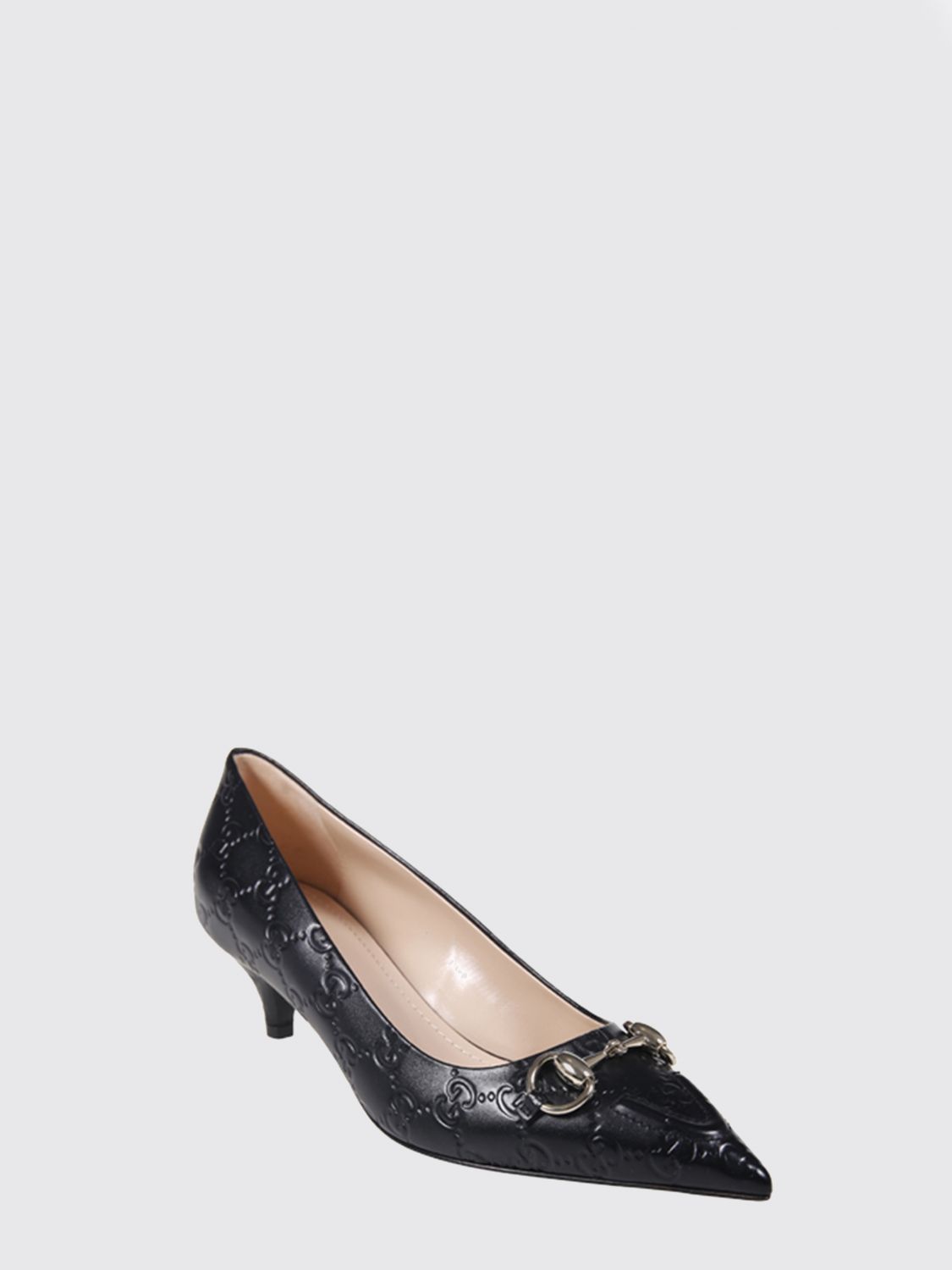 leather pumps with embossed gg monogram