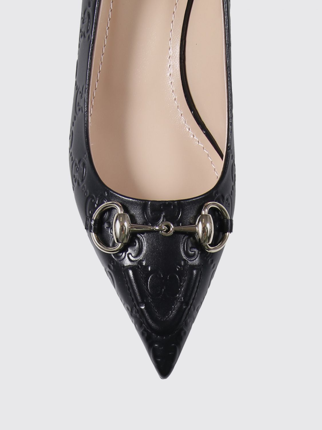 leather pumps with embossed gg monogram