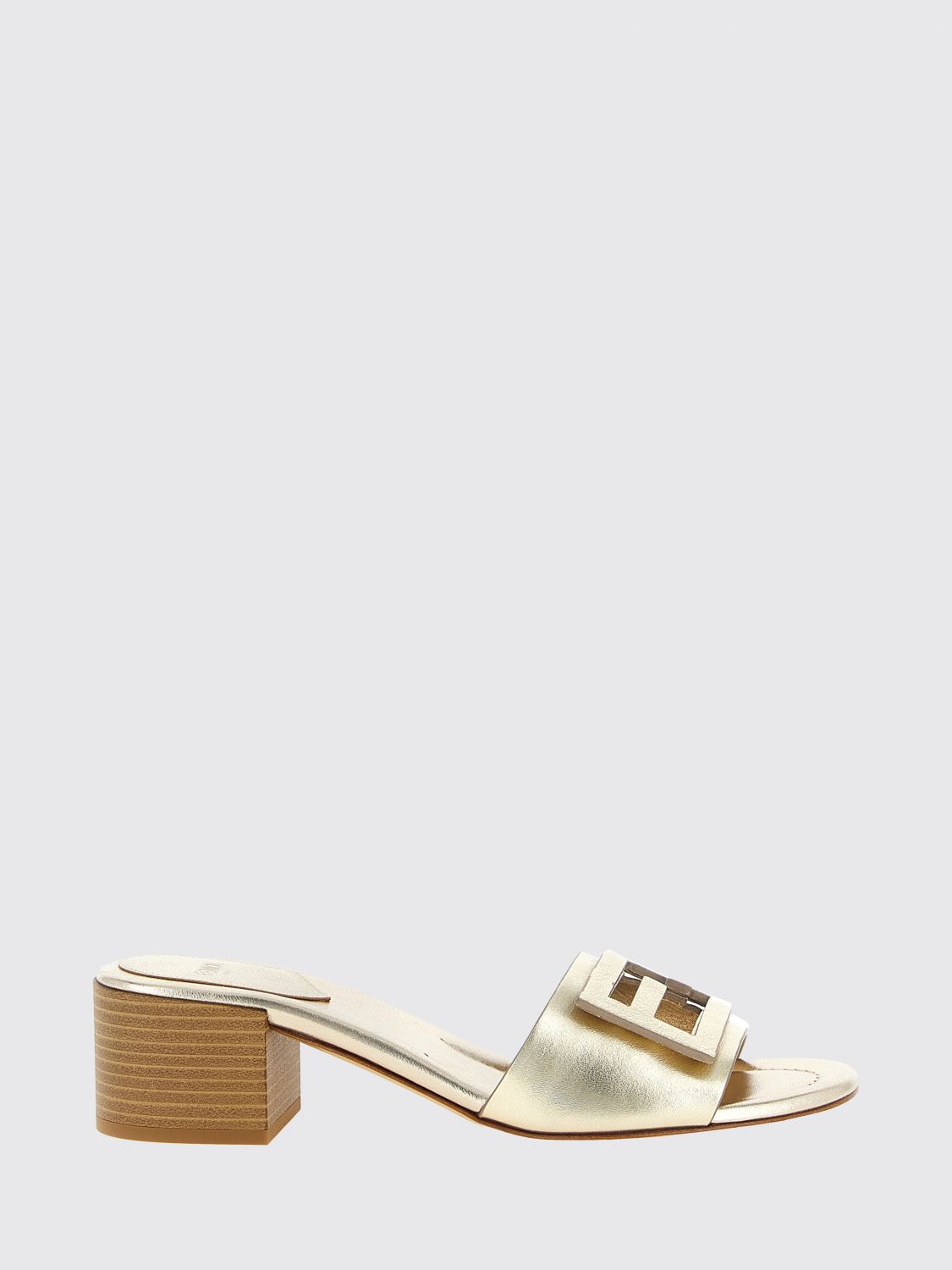 laminated leather baguette mules