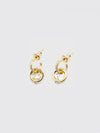 everround earrings in brass with rhinestones