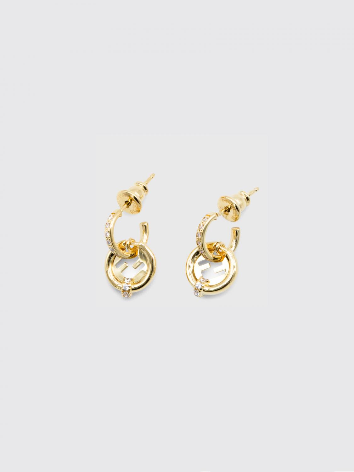 everround earrings in brass with rhinestones