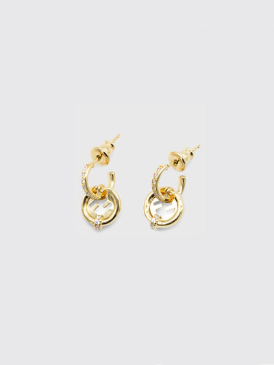everround earrings in brass with rhinestones