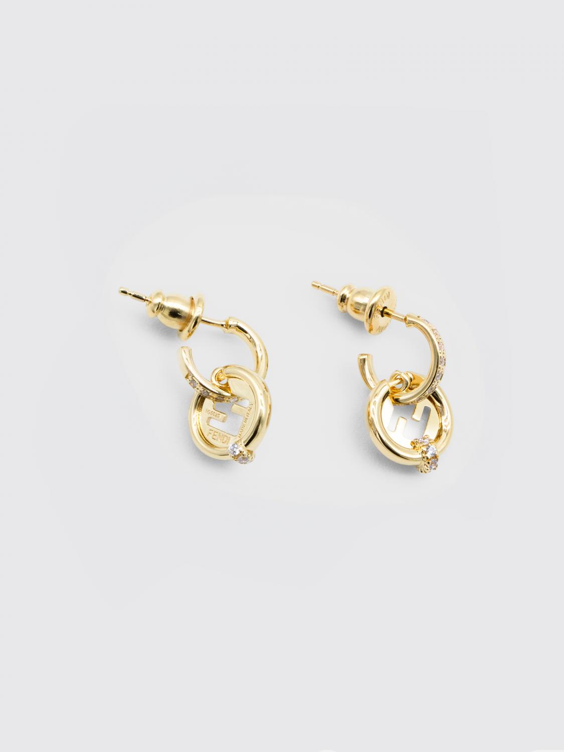 everround earrings in brass with rhinestones