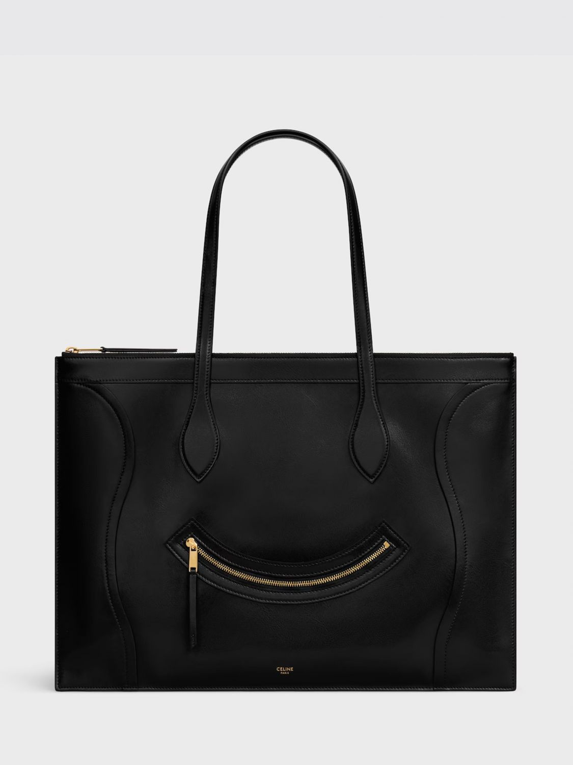 smile flat leather tote