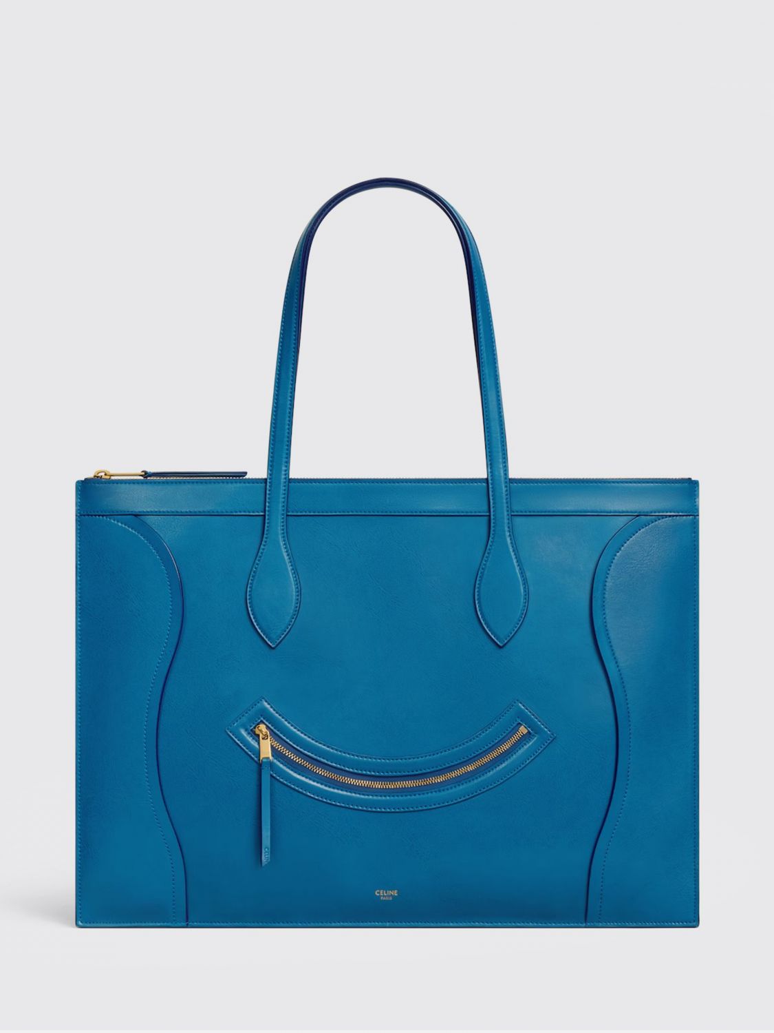 smile flat leather tote