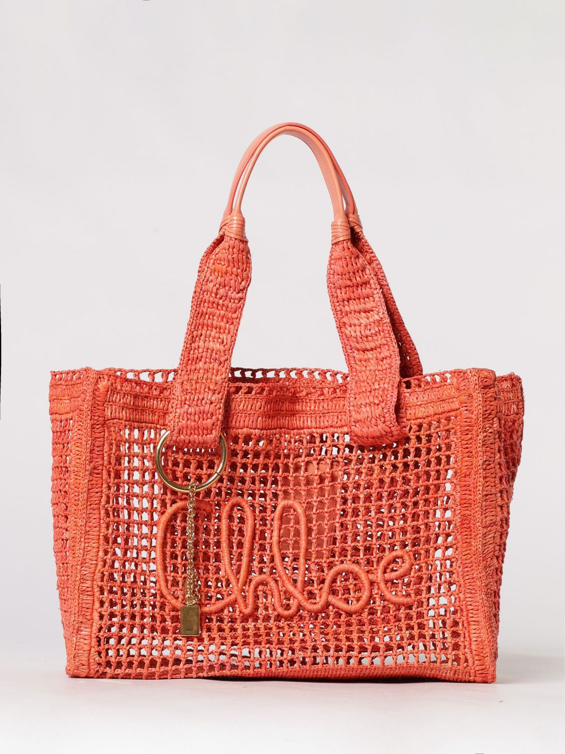CHLOÉ OS summer banana perforated raffia bag chloé