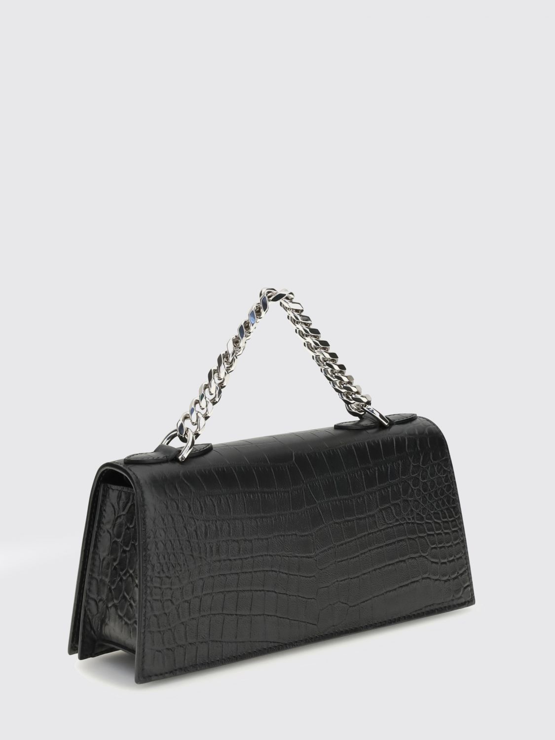 jewelled croc print leather bag