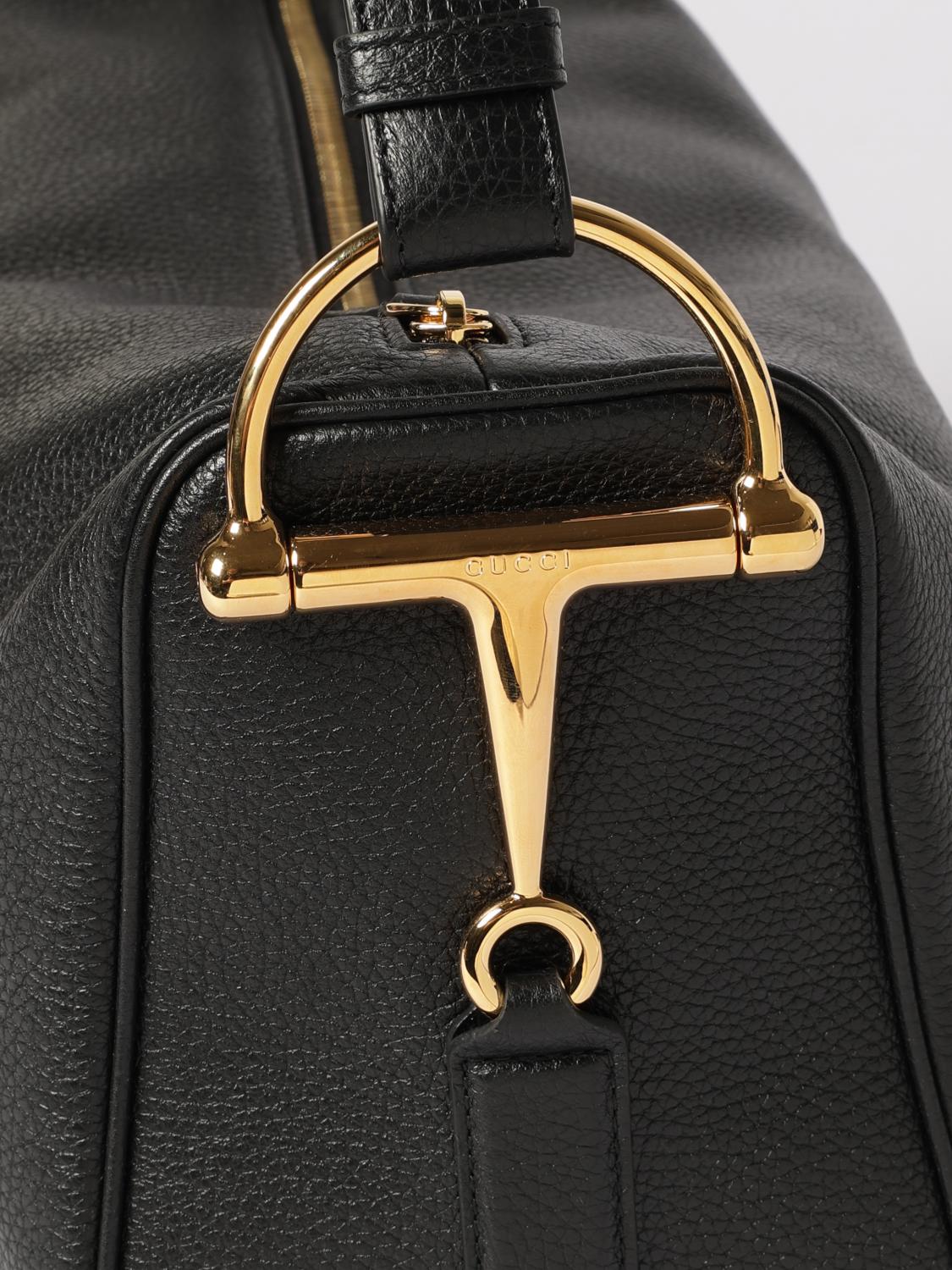 half horsebit grained leather bag