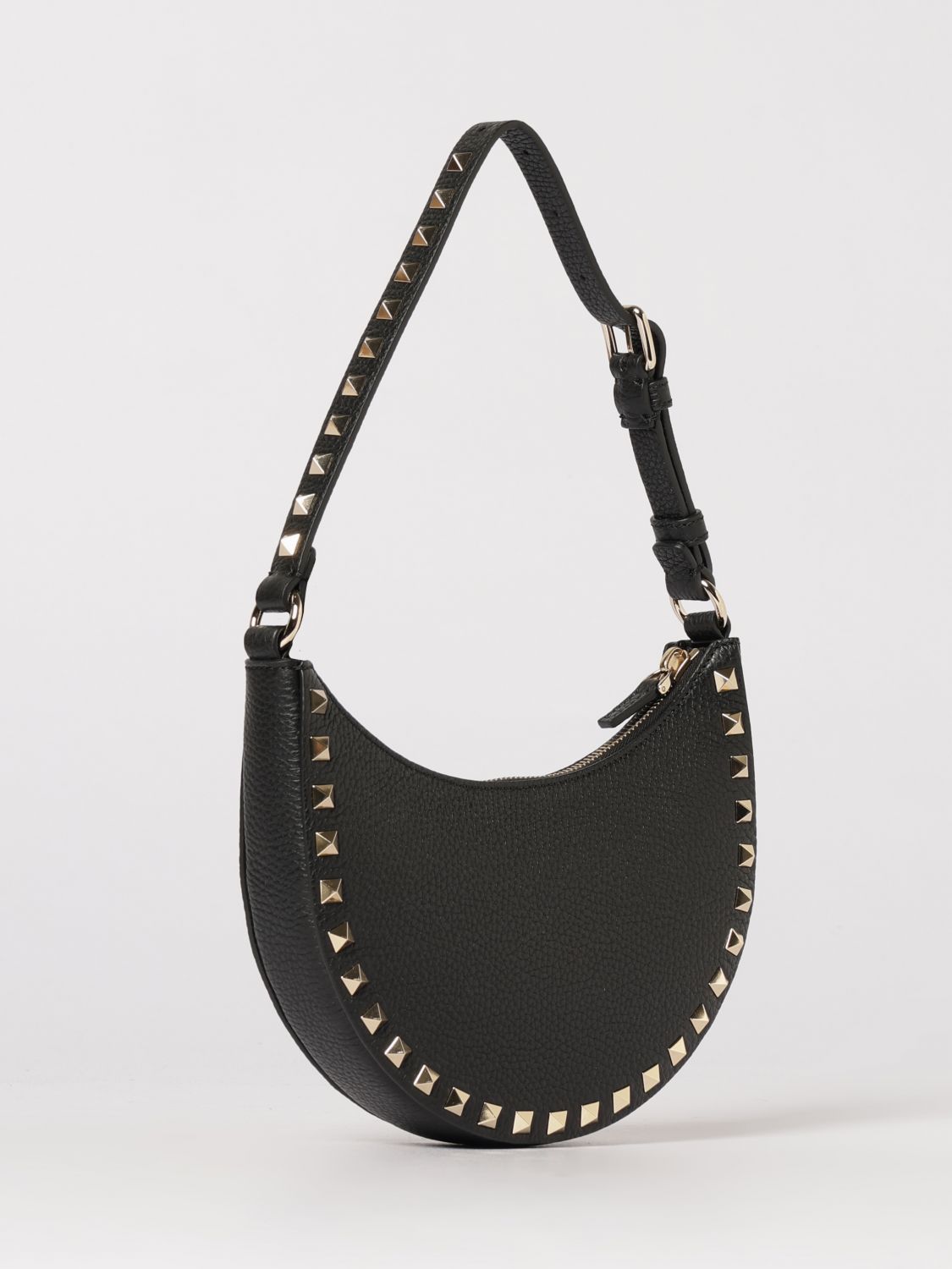 rockstud grained leather bag