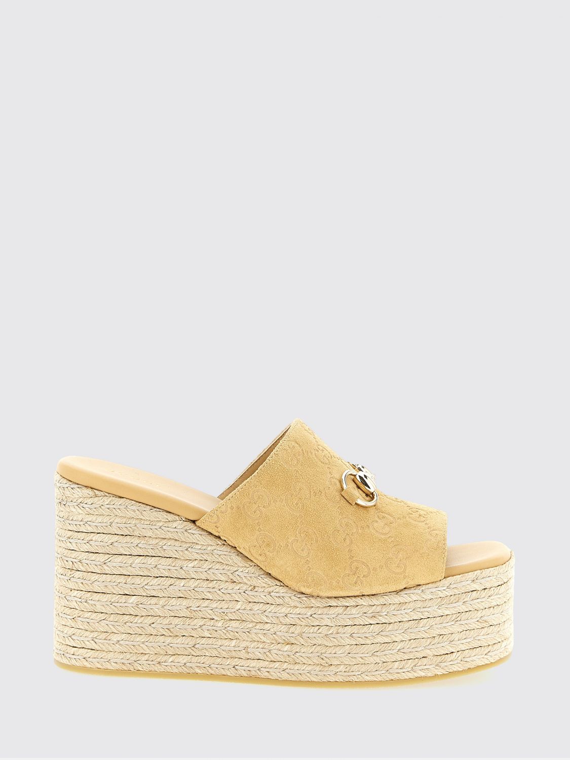 wedge espadrilles in suede with embossed gg monogram