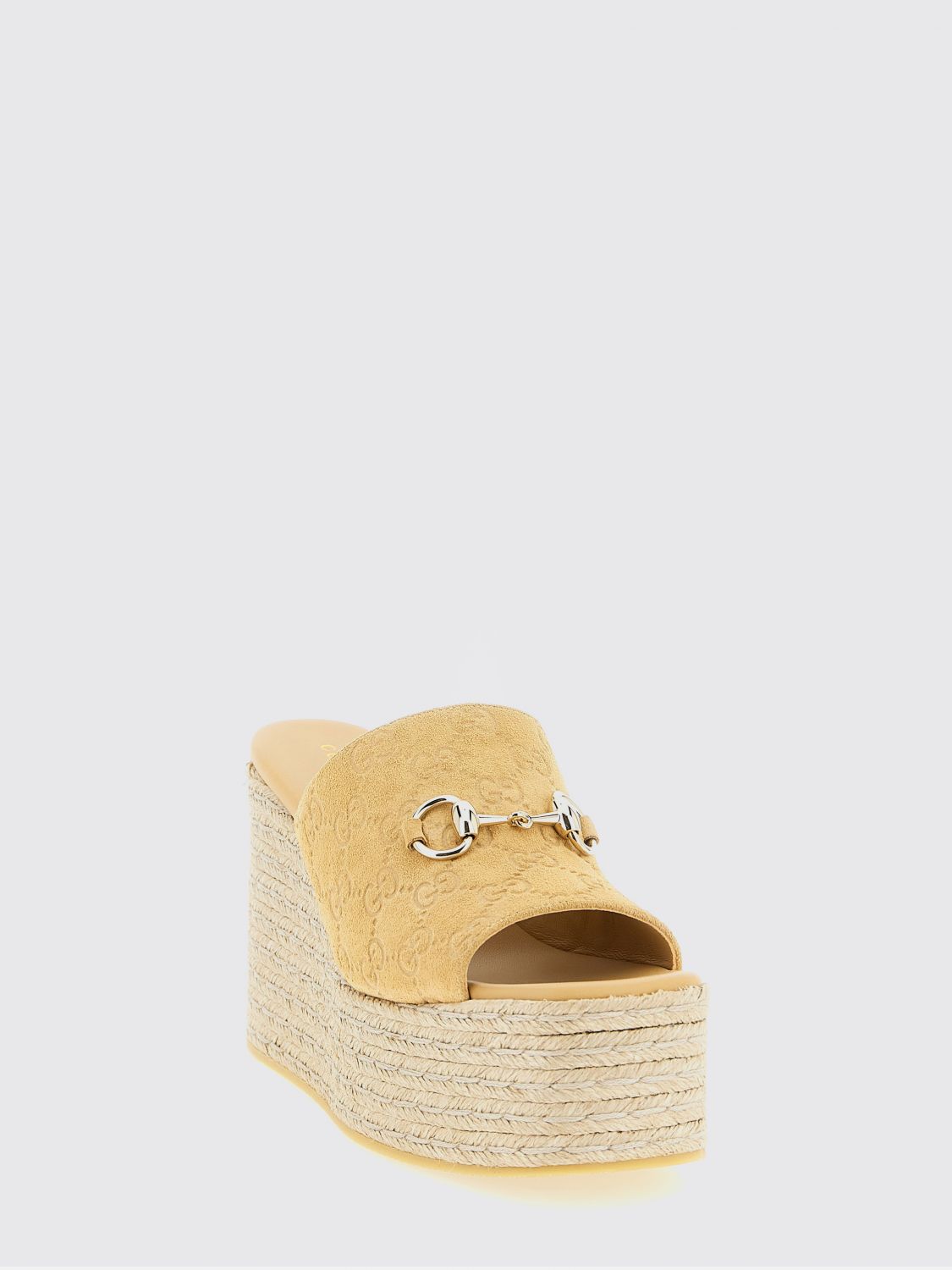 wedge espadrilles in suede with embossed gg monogram