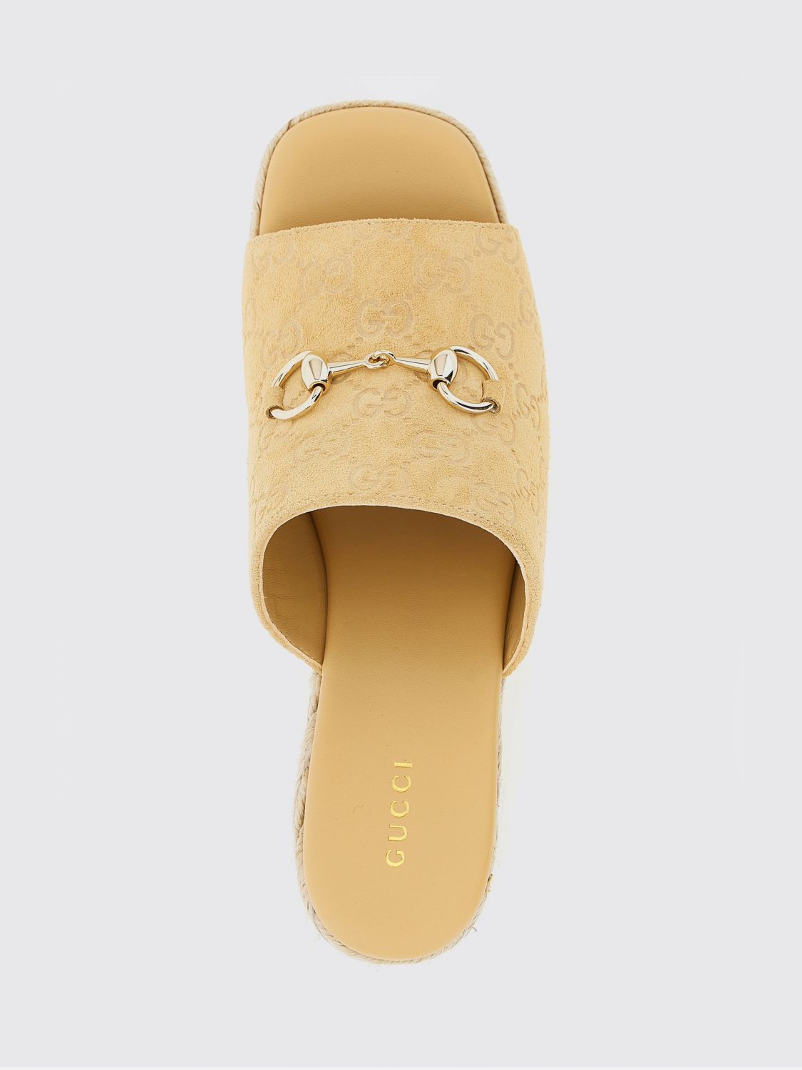 wedge espadrilles in suede with embossed gg monogram
