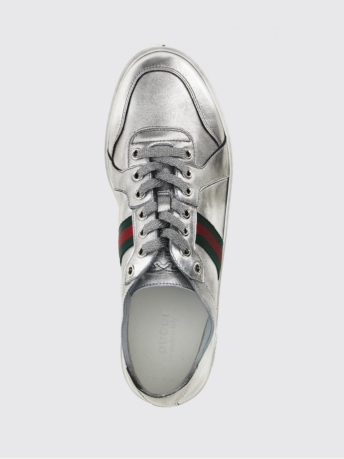 stretch laminated leather sneakers