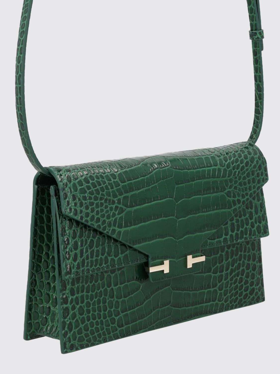 crocodile print leather bag