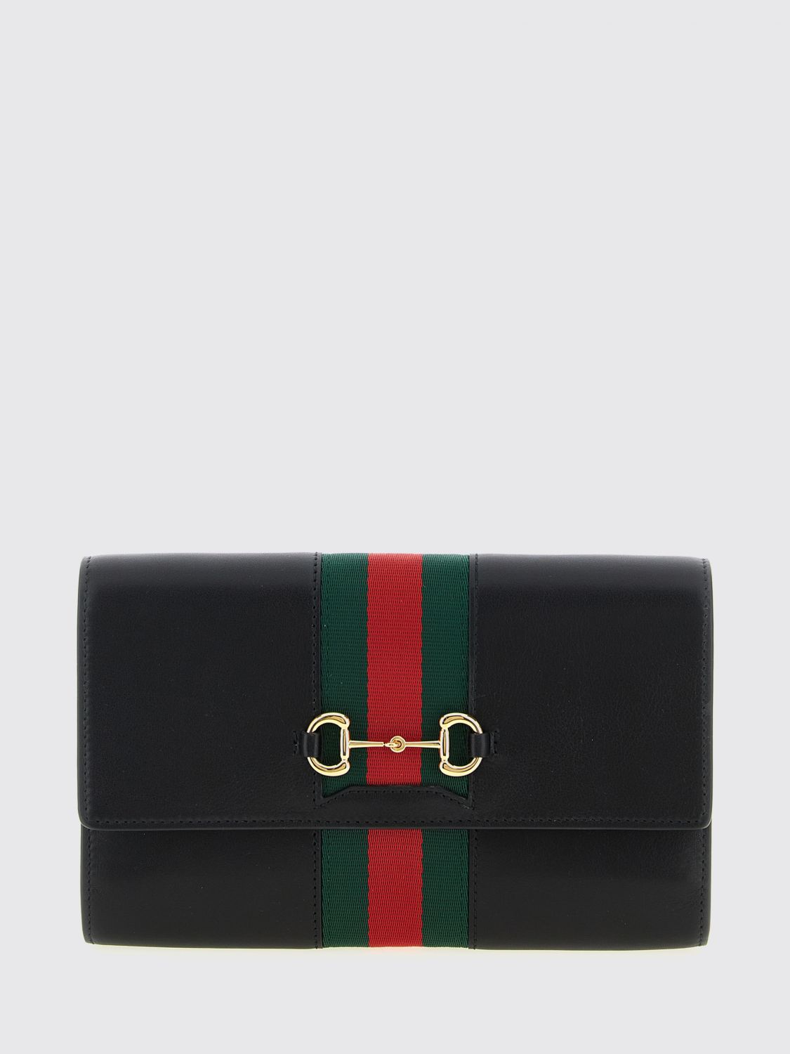horsebit web leather wallet bag