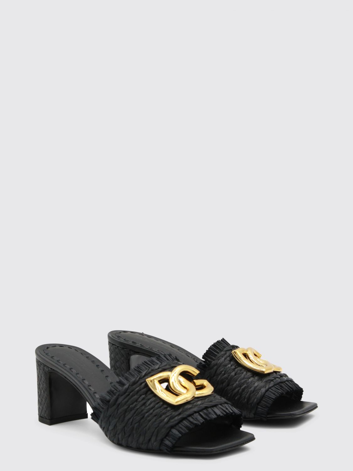 raffia mules with dg monogram