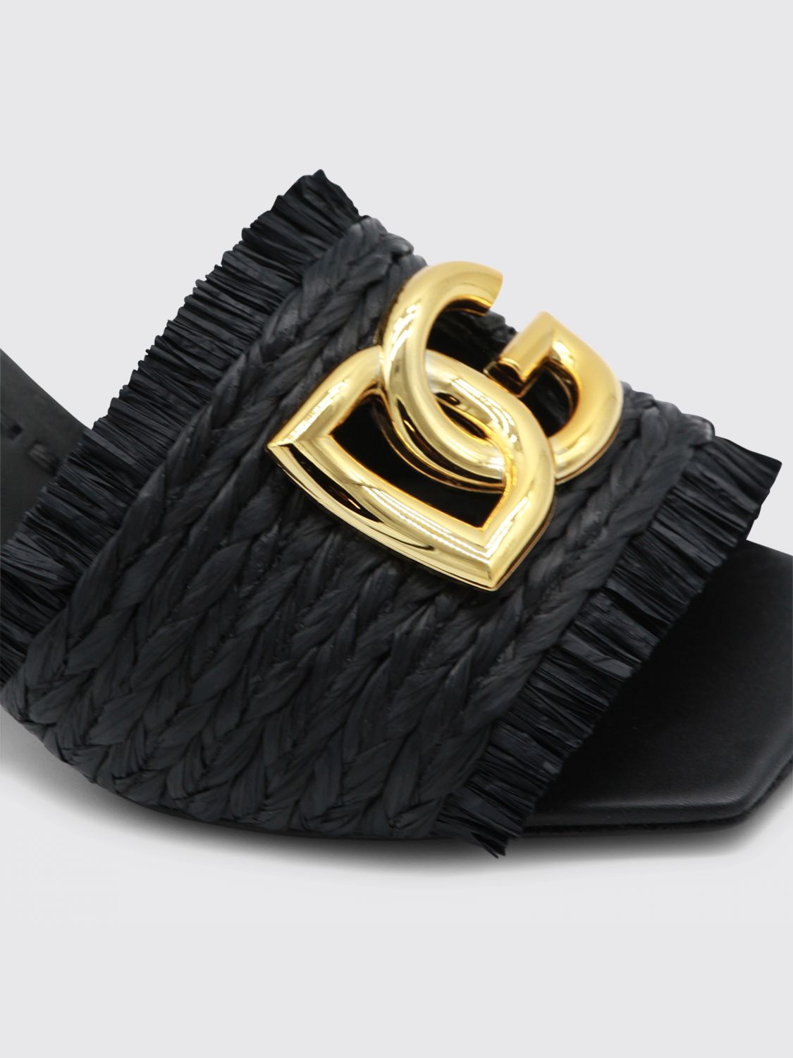 raffia mules with dg monogram