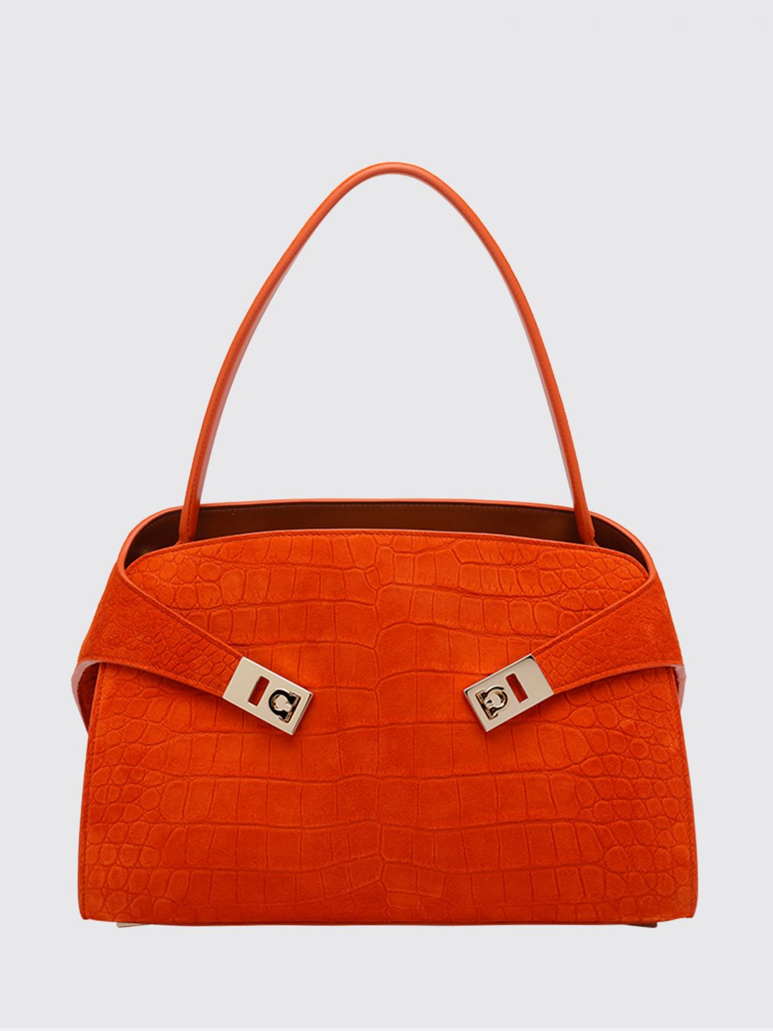 hug m croc print suede bag