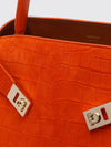hug m croc print suede bag