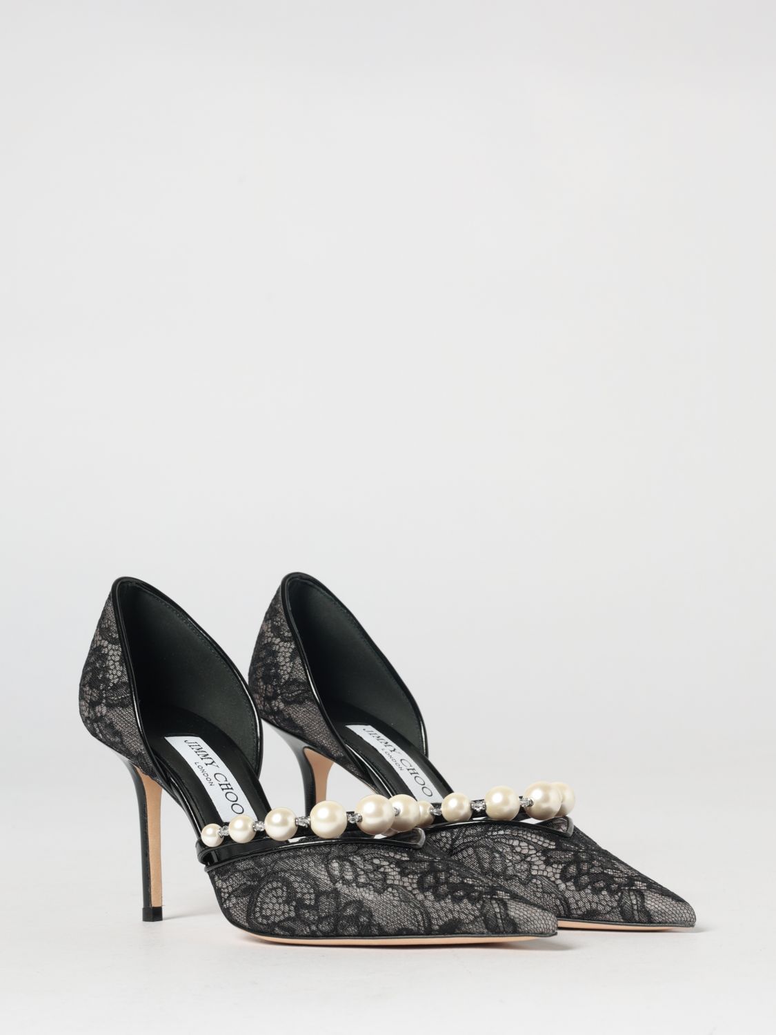 aurelie lace pumps with faux pearls