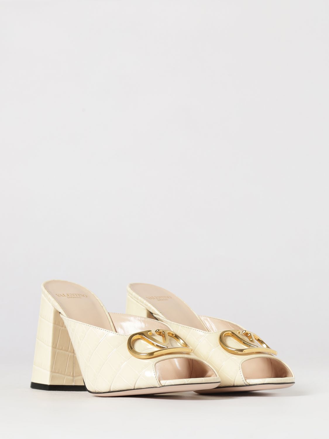 vlogo signature crocodile print leather mules