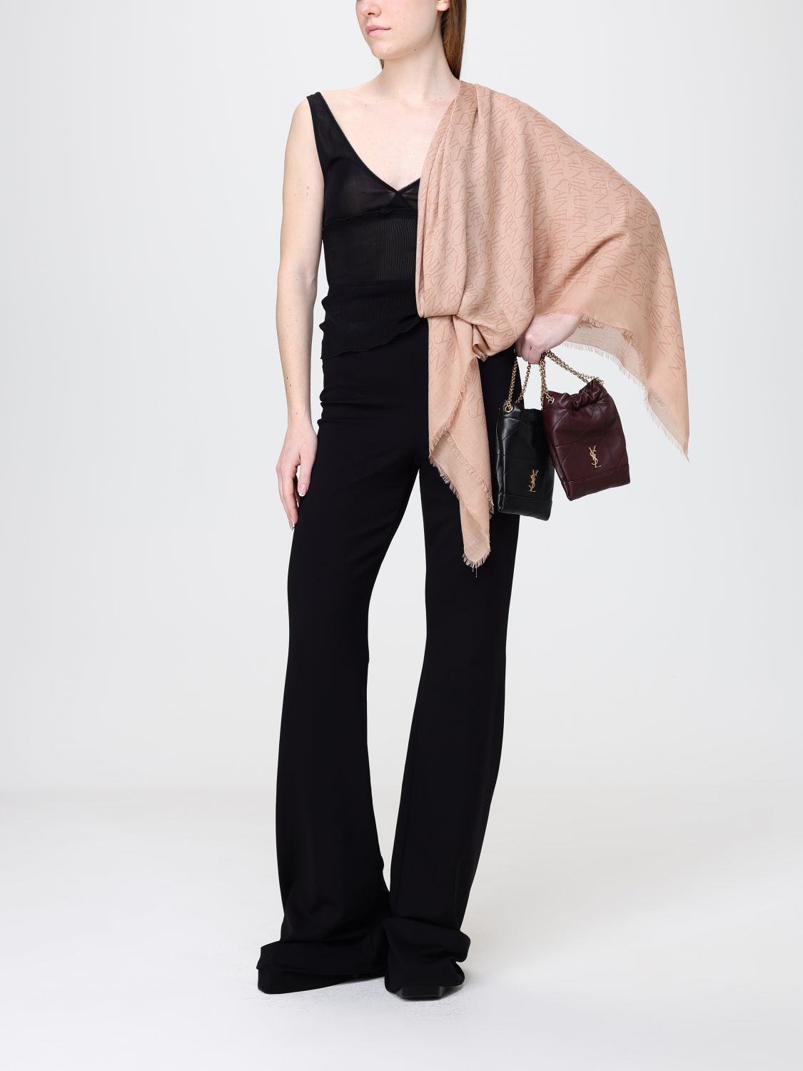 modal and cashmere scarf with jacquard logo