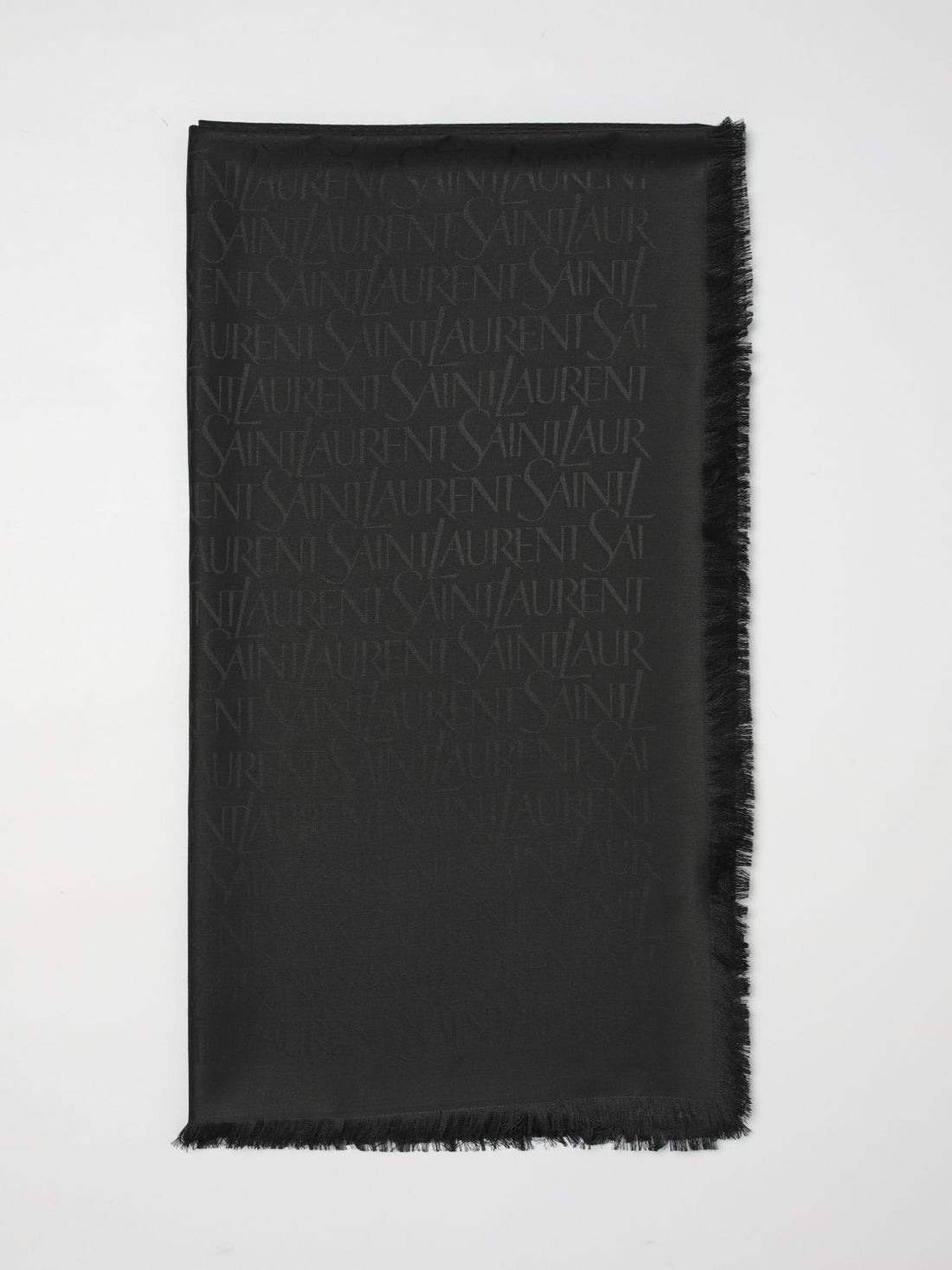 SAINT LAURENT OS silk blend scarf with jacquard logo
