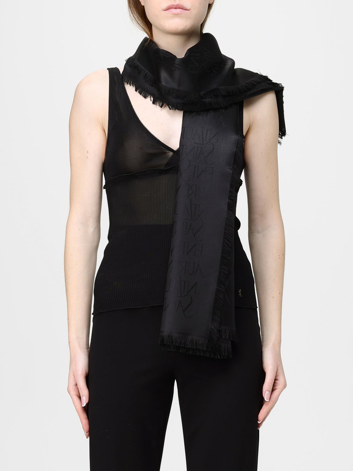 silk blend scarf with jacquard logo