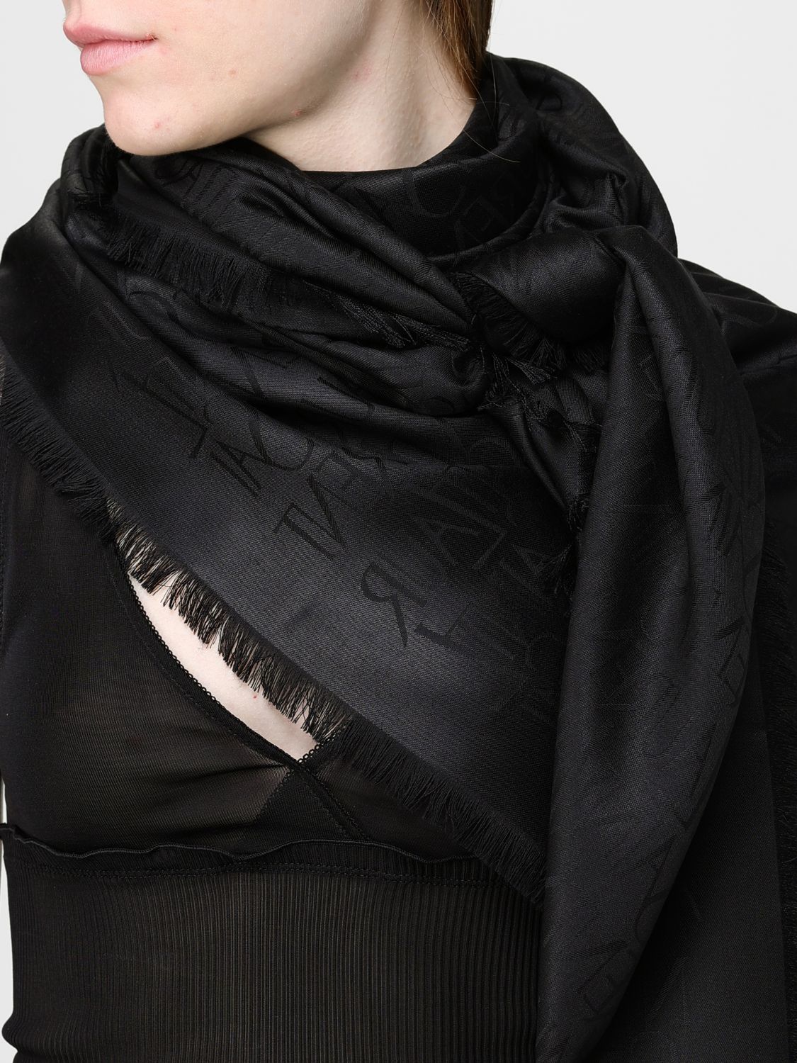 silk blend scarf with jacquard logo