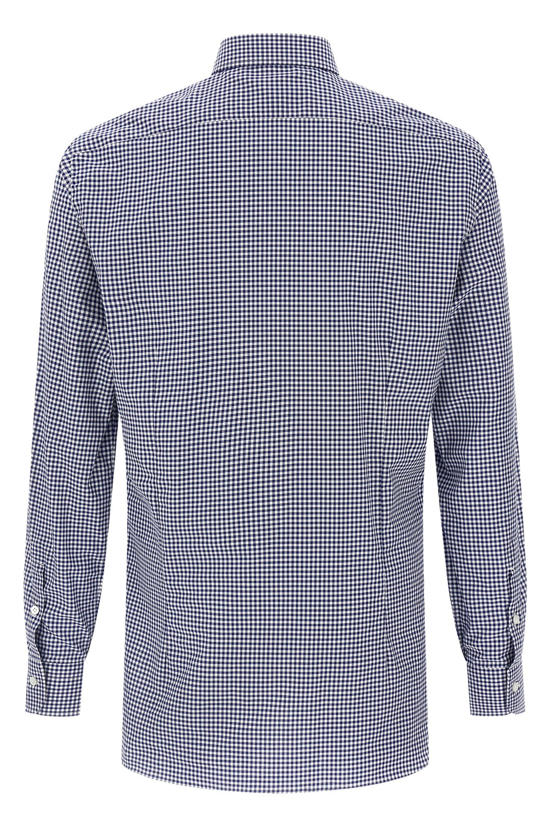 BARBA 40 cm vichy print cotton poplin shirt