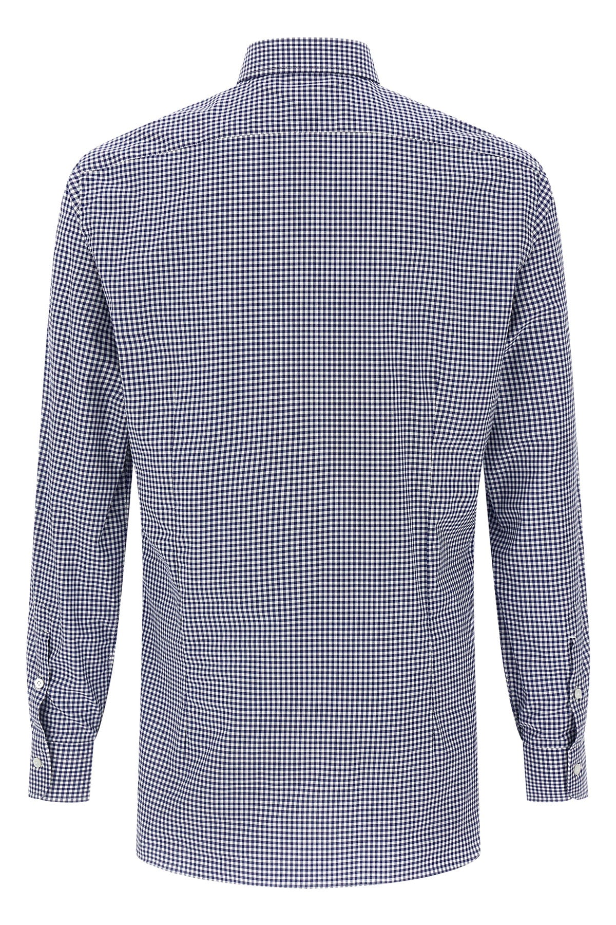 vichy print cotton poplin shirt