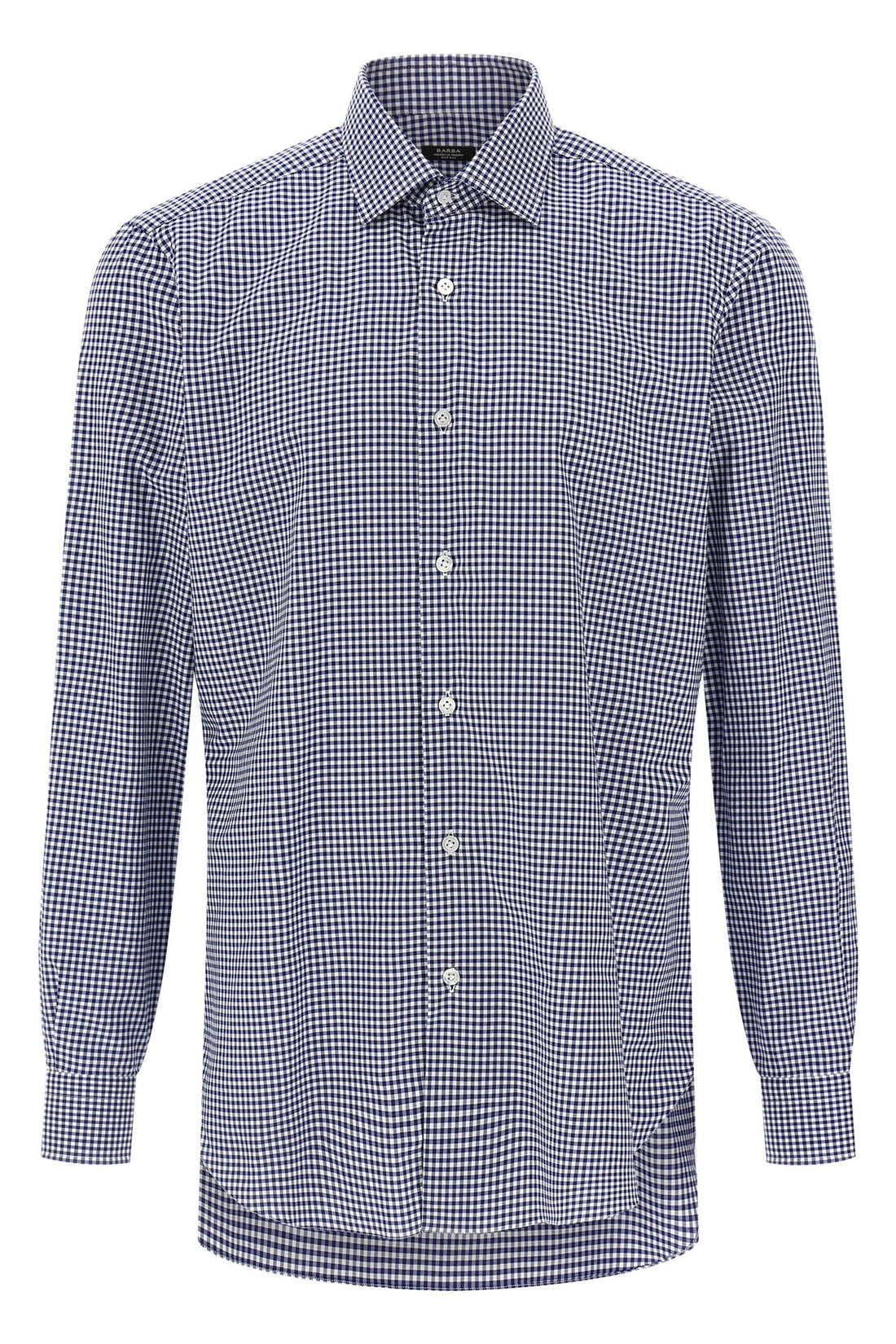 BARBA 40 cm vichy print cotton poplin shirt