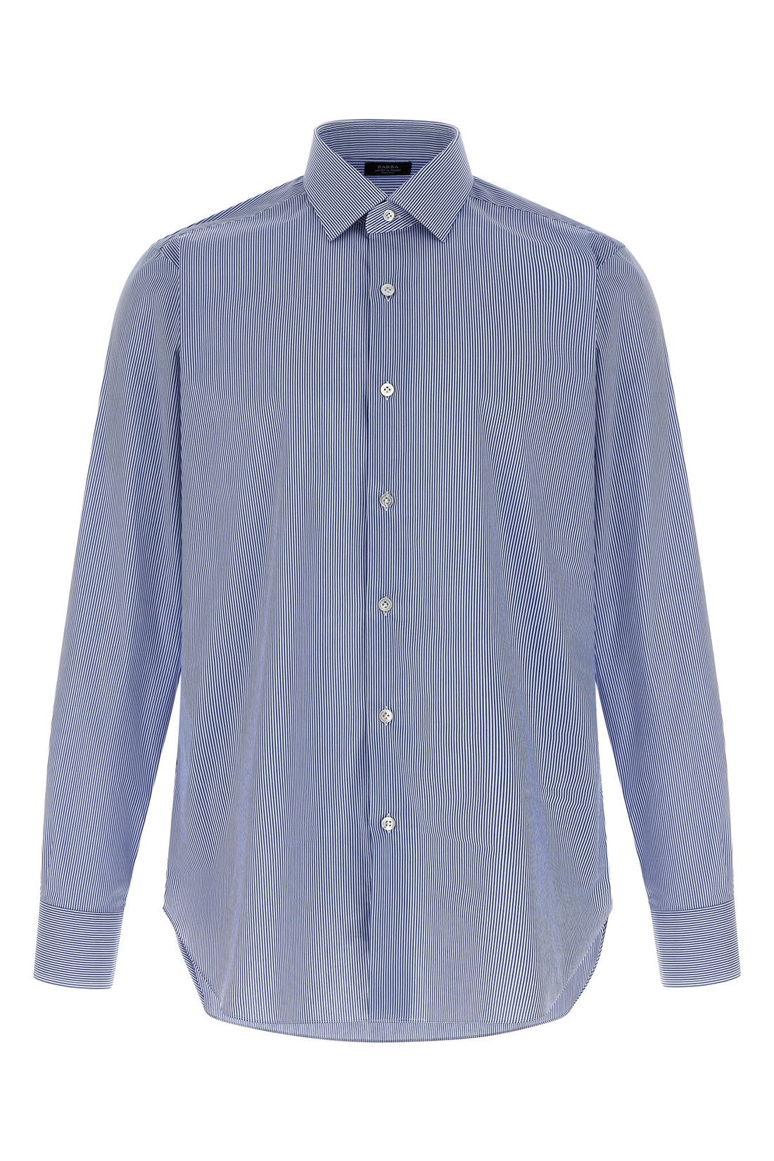 BARBA 38 cm hand-stitched striped cotton poplin shirt