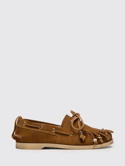 fringed suede loafers