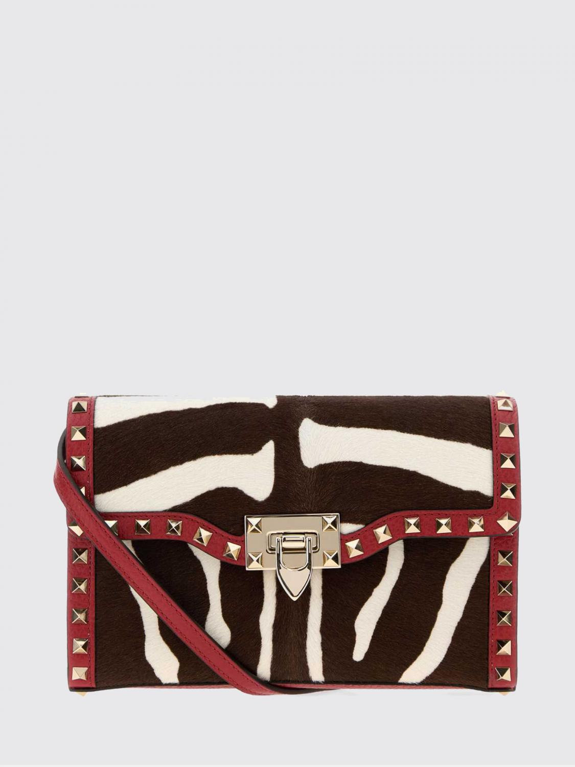 rockstud bag in zebra-print calf hair and leather