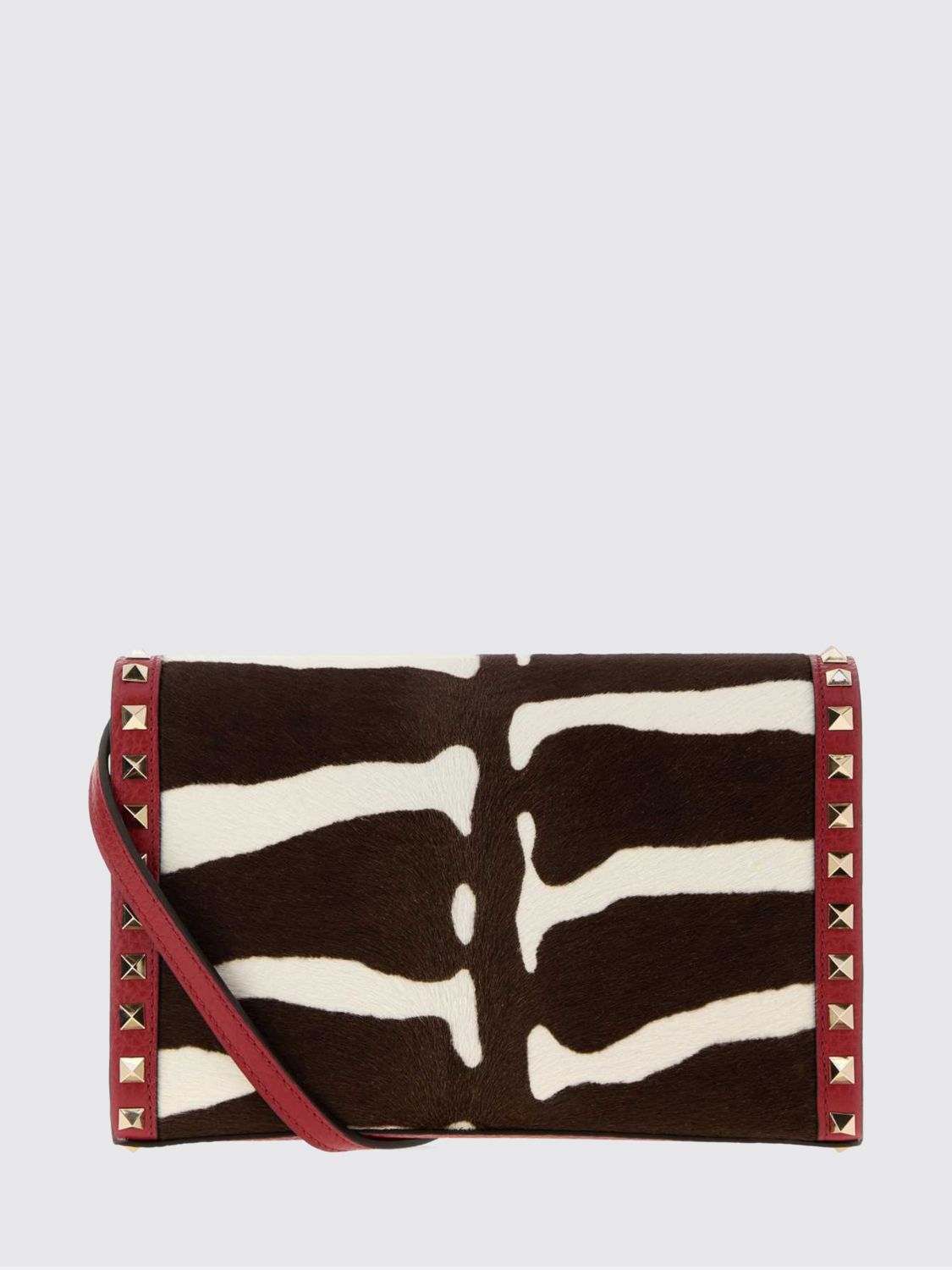 rockstud bag in zebra-print calf hair and leather